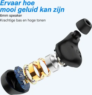 Nubex Sport Go Volledig Draadloze Bluetooth Oordopjes Zwart
