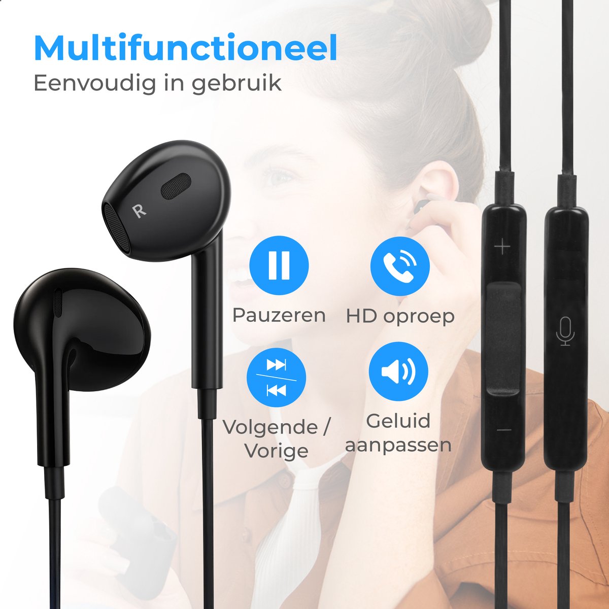 Nuvance In-Ear Oordopjes 3.5mm Jack Zwart