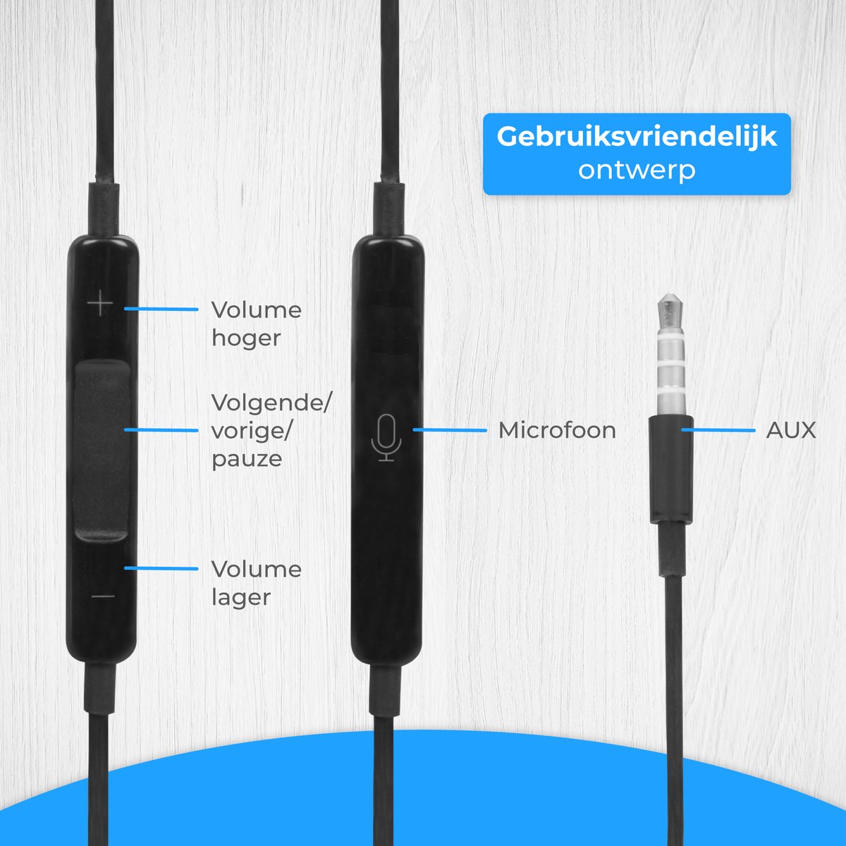 Nuvance In-Ear Oordopjes 3.5mm Jack Zwart