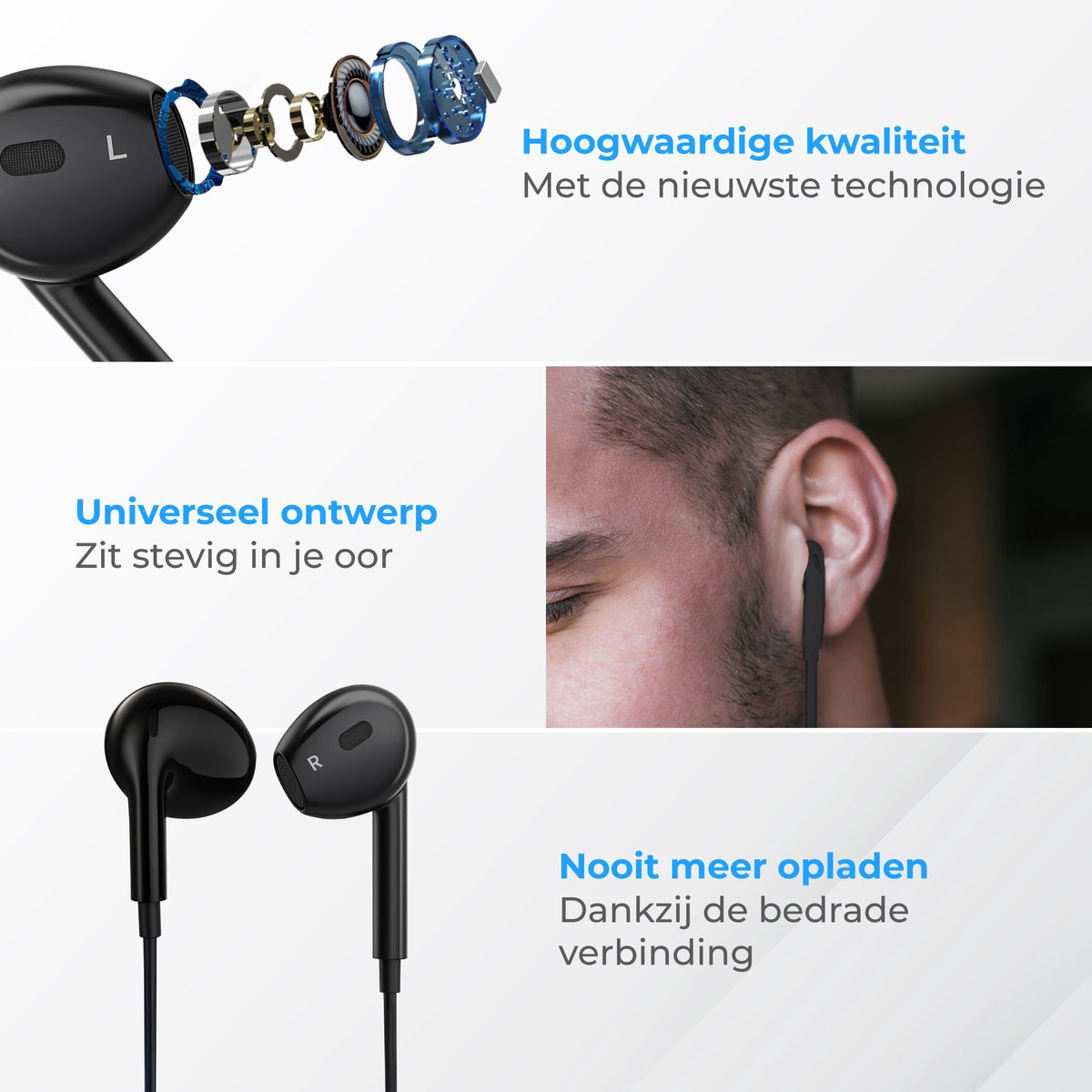 Nuvance In-Ear Oordopjes 3.5mm Jack Zwart
