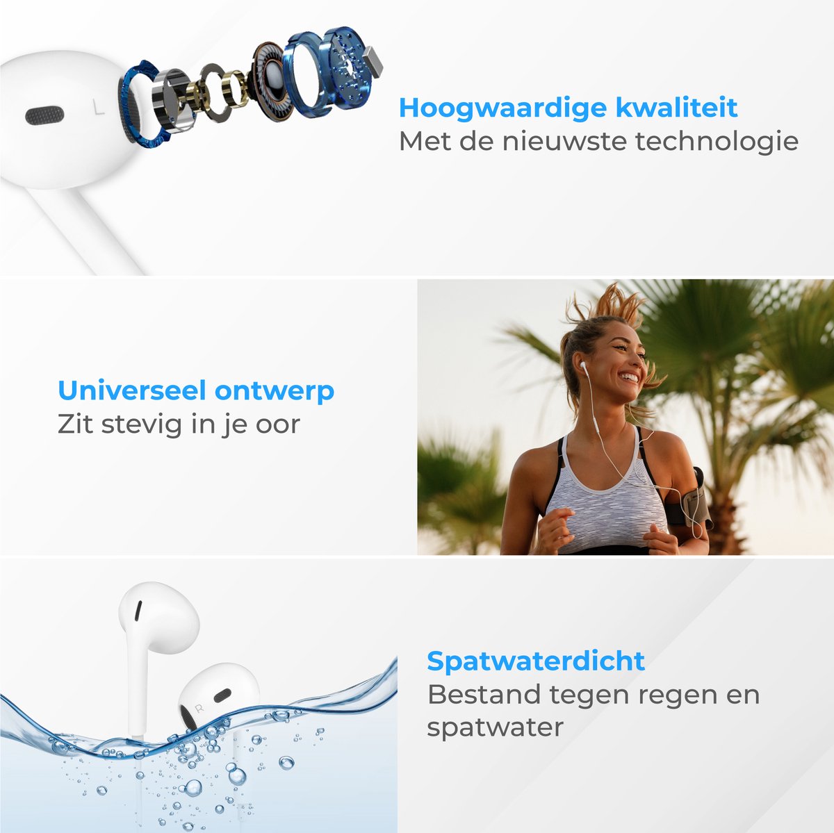 Nuvance In-Ear Oordopjes met 3.5mm Jack Wit