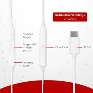 Nuvance Oordopjes In-Ear Met Draad USB-C Wit