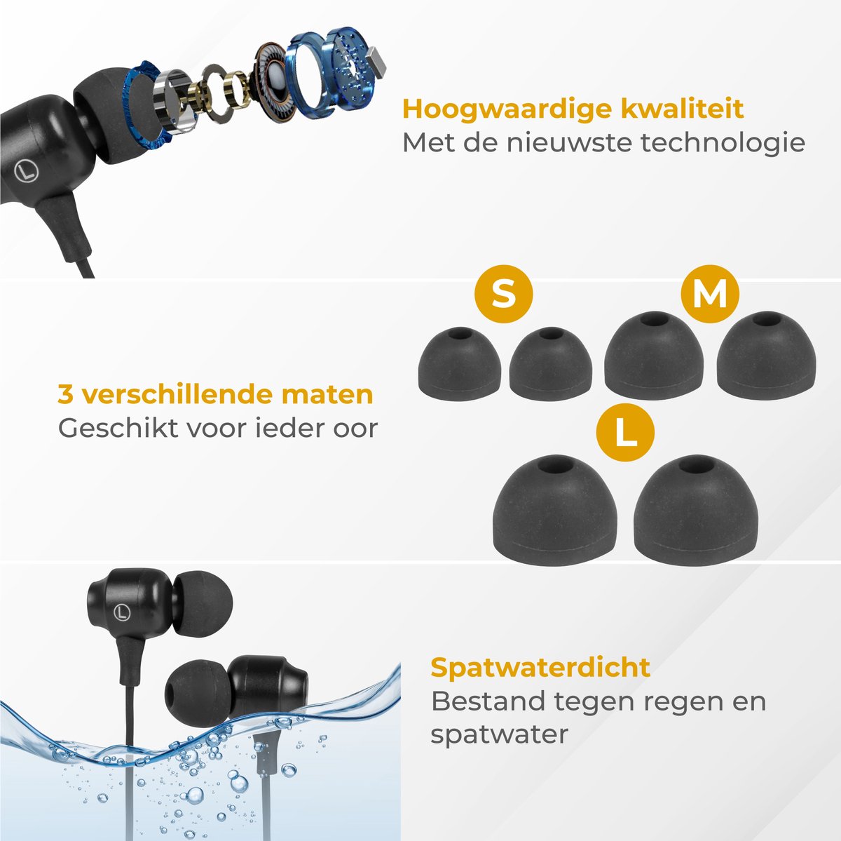 Nuvance USB-C In-Ear Oordopjes Zwart