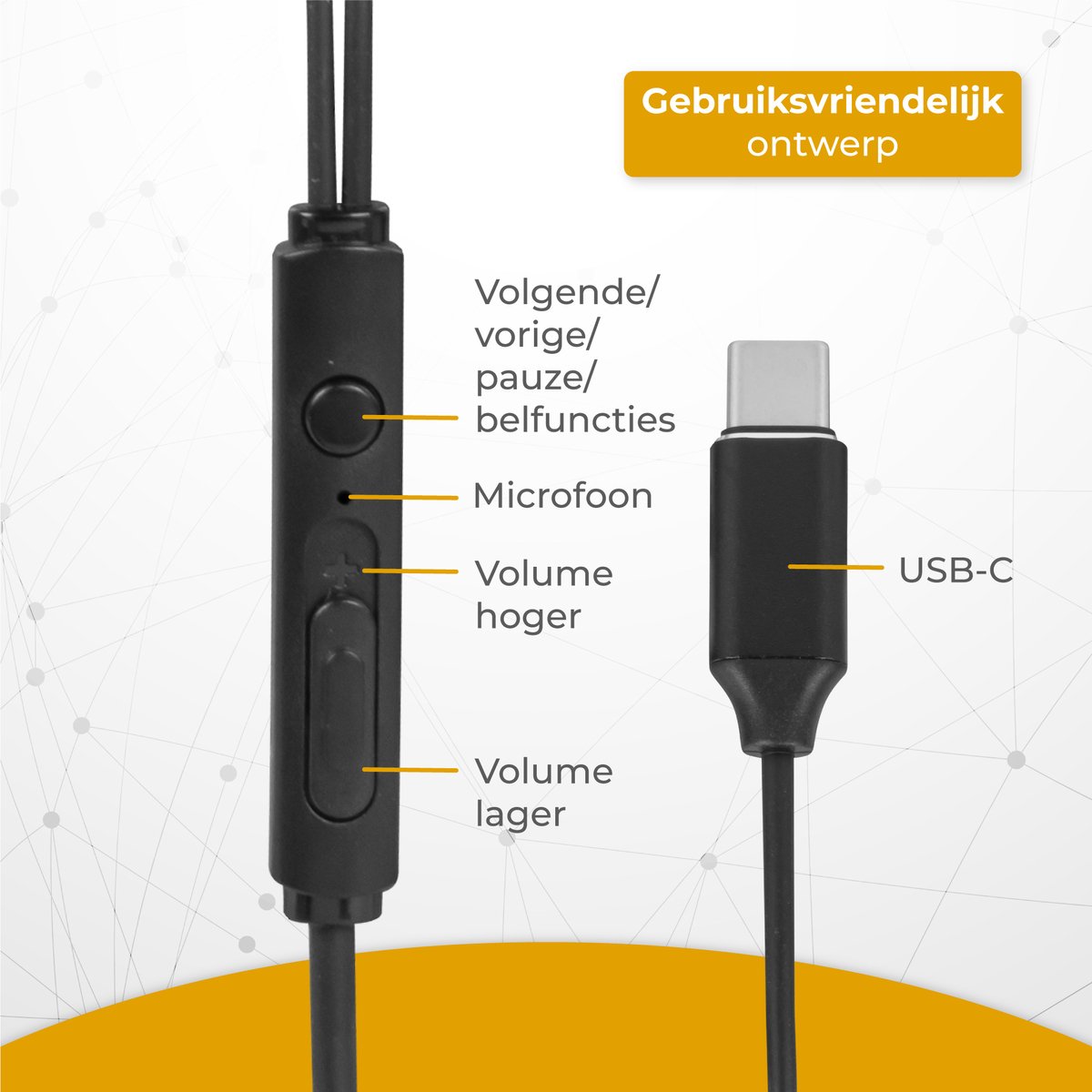 Nuvance USB-C In-Ear Oordopjes Zwart