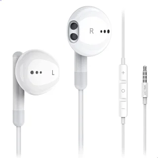 Oortjes met draad en microfoon 3,5mm jack wit
