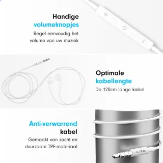 Oortjes met draad en microfoon 3,5mm jack wit