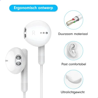 Oortjes met draad en microfoon 3,5mm jack wit