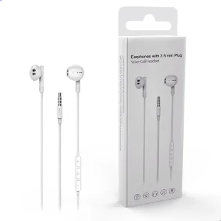 Oortjes met draad en microfoon 3,5mm jack wit