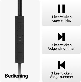 Oortjes Zwart met Microfoon en Afstandsbediening Draadgebonden