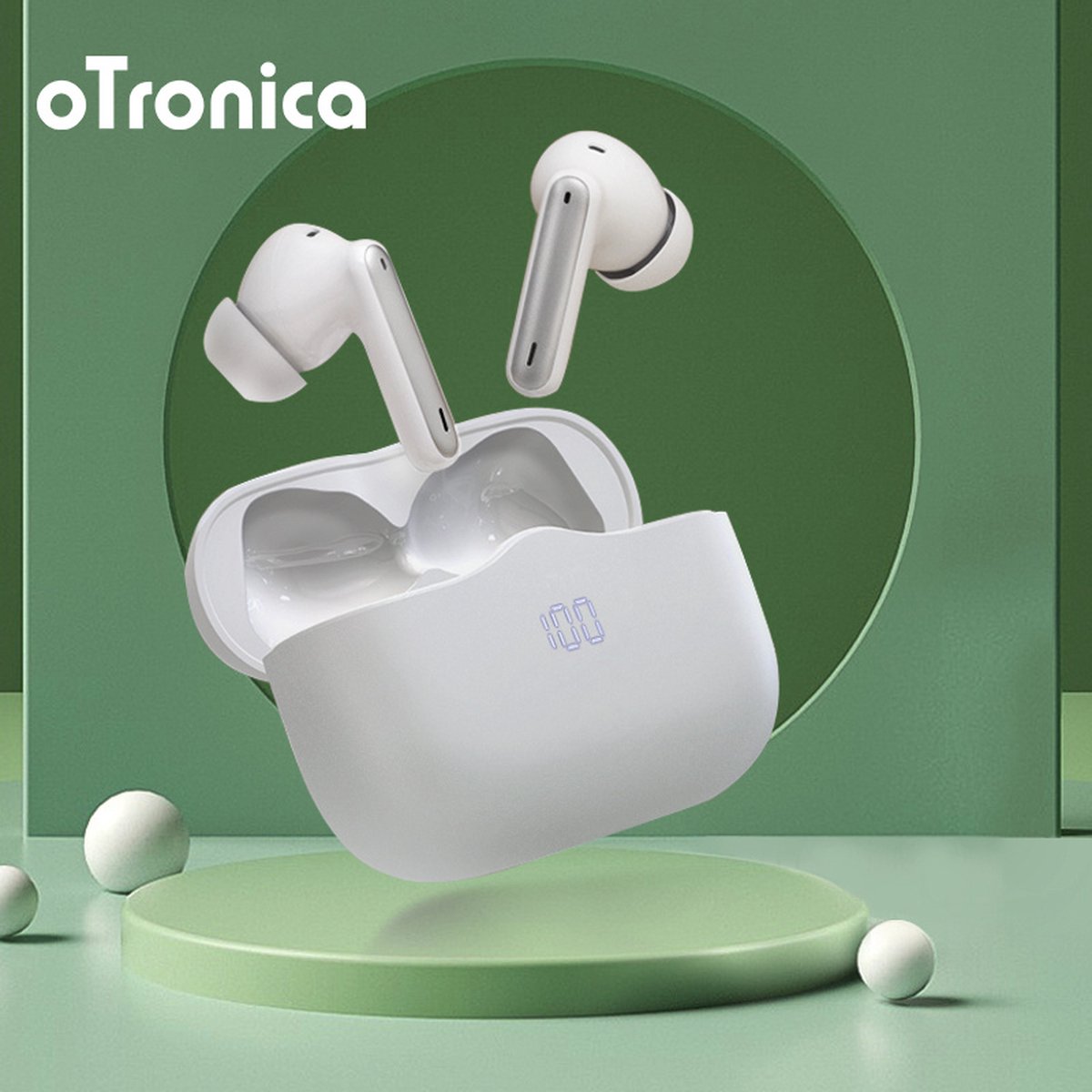 oTronica Draadloze Oordopjes ANC Bluetooth Wit