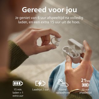 Wat vinden we goed aan de PHILIPS TAQ2000WT/00 Draadloze open-ear oortjes