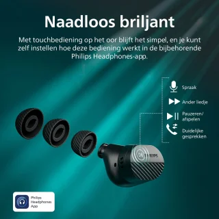 PHILIPS TAT5000BK/00 draadloze oordopjes - zwart