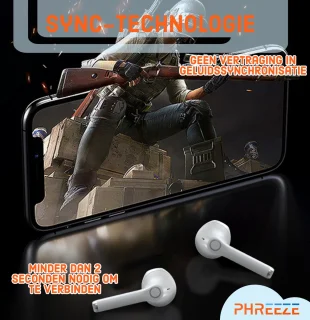 Phreeze Draadloze Bluetooth Oordopjes 2e Generatie Wit