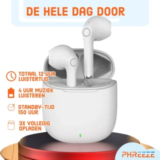 Phreeze Draadloze Bluetooth Oordopjes 2e Generatie Wit
