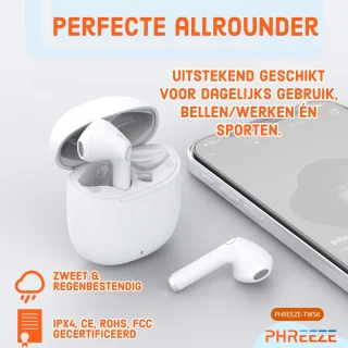 Phreeze Draadloze Bluetooth Oordopjes 2e Generatie Wit