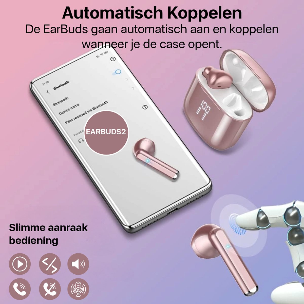 Wat vinden we goed aan de Phreeze Draadloze Oordopjes Roze Goud Bluetooth