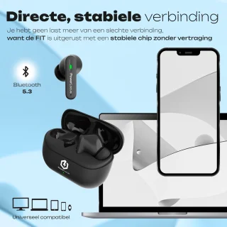 PowerLocus Fit Draadloze Bluetooth Oordopjes Zwart