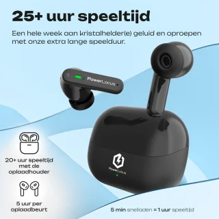 PowerLocus Fit Draadloze Bluetooth Oordopjes Zwart