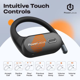 PowerLocus Move Draadloze Open-Ear Bluetooth Oordopjes Zwart