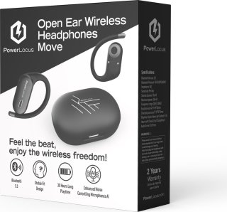 PowerLocus Move Draadloze Open-Ear Bluetooth Oordopjes Zwart