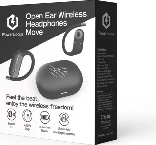 PowerLocus Move Draadloze Open-Ear Bluetooth Oordopjes Zwart