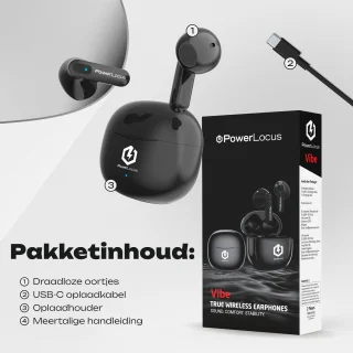 PowerLocus Vibe Draadloze Bluetooth Oordopjes Zwart
