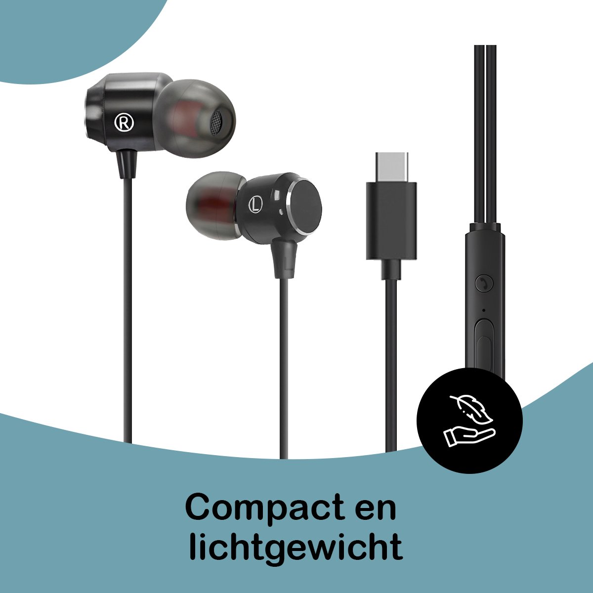 Premes USB-C In-Ear Oordopjes Zwart