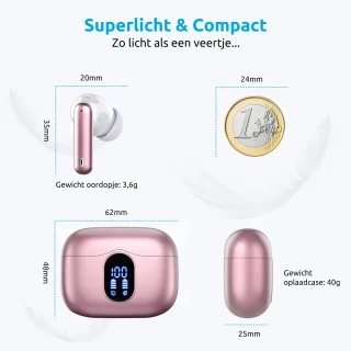 PrimeSound Sky Pro Draadloze Oordopjes Rosé Goud