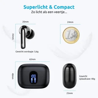 PrimeSound Sky Pro Draadloze Oordopjes Zwart