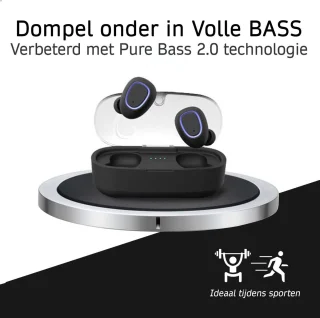 Qbuds Draadloze Bluetooth 5.0 Oordopjes Zwart