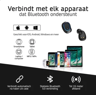 Qbuds Draadloze Bluetooth 5.0 Oordopjes Zwart