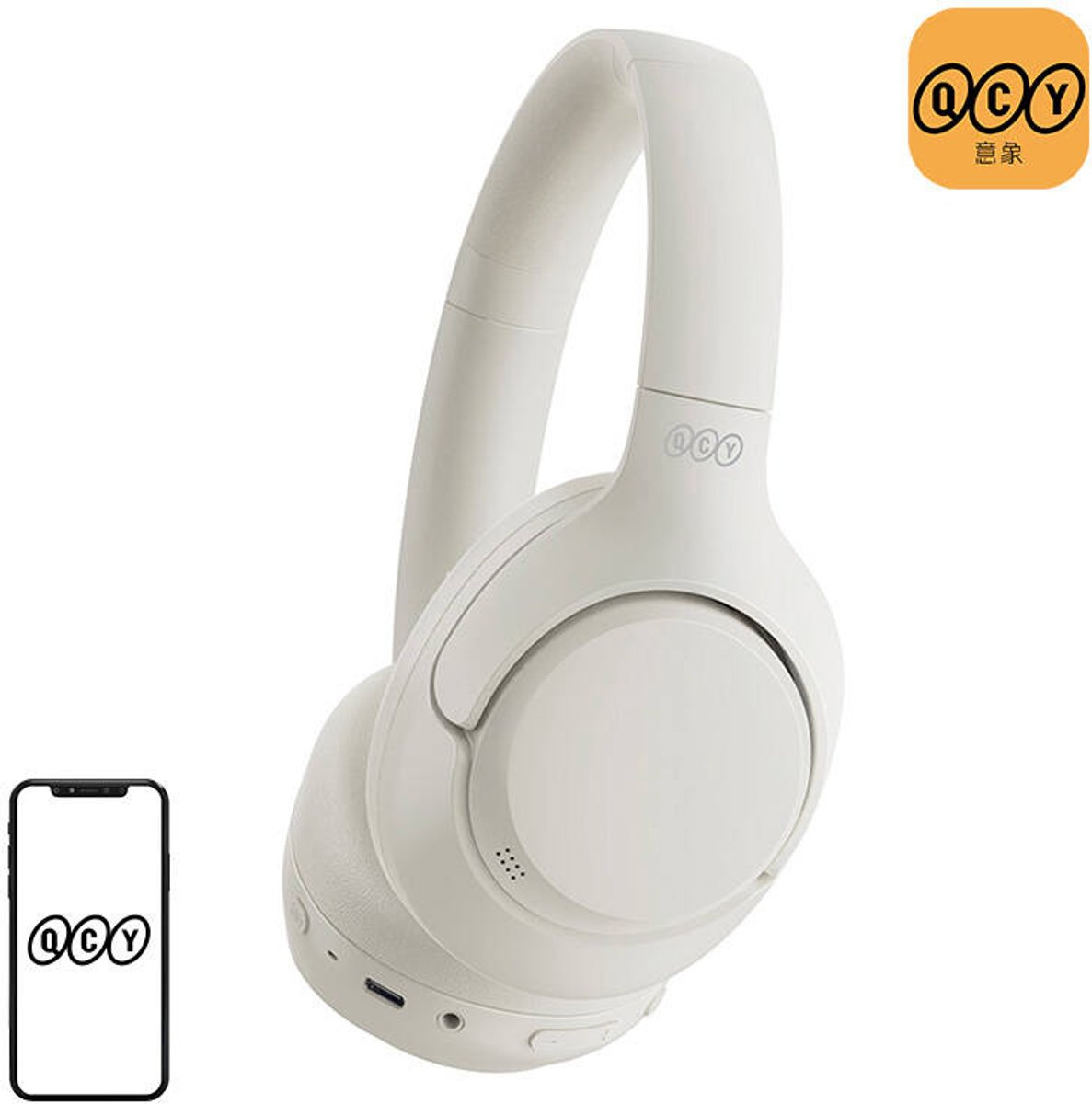 Qcy On-Ear Draadloze Hoofdtelefoon ANC Wit