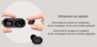 QCY T1 Draadloze in-ear oordopjes - Zwart