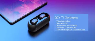 QCY T1 Draadloze in-ear oordopjes - Zwart