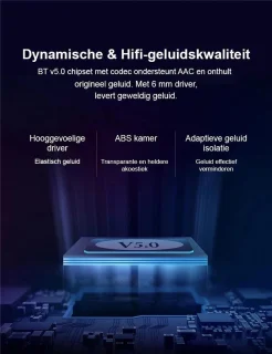 QCY T2C Draadloze Bluetooth Earbuds Zwart