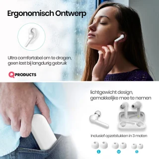 Qproducts Earpods Draadloze Bluetooth Oordopjes Wit