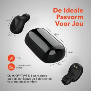 QuchiQ Volledig Draadloze In-ear Oordopjes Zwart