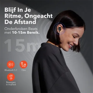 QuchiQ Volledig Draadloze In-ear Oordopjes Zwart