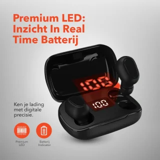 QuchiQ Volledig Draadloze In-ear Oordopjes Zwart