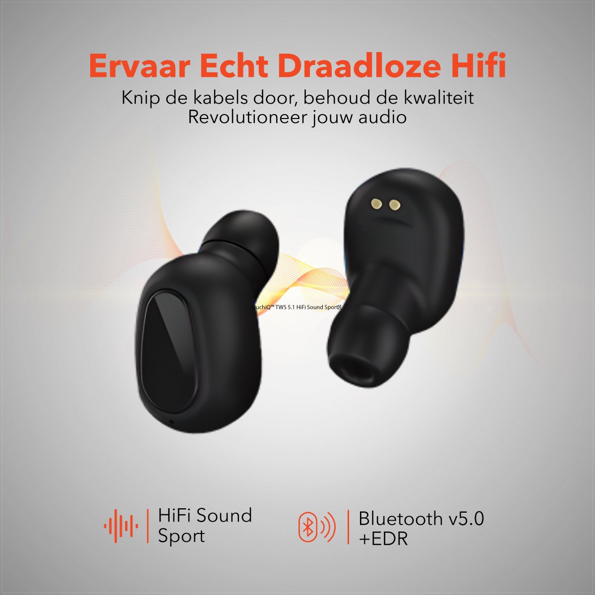 QuchiQ Volledig Draadloze In-ear Oordopjes Zwart
