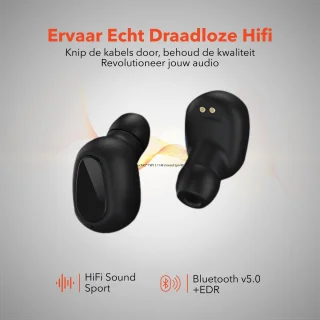 QuchiQ Volledig Draadloze In-ear Oordopjes Zwart
