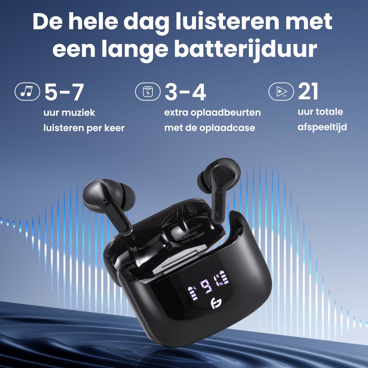 Saaf Draadloze Bluetooth Oordopjes Zwart