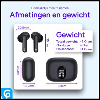 SBG Draadloze Bluetooth 5.3 Oordopjes Zwart