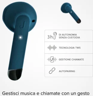SBS Tejzear Hoofdtelefoon Bluetooth USB-C Blauw