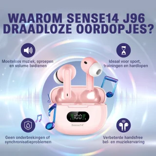 Sense14 J96 Draadloze Bluetooth Oordopjes Roze