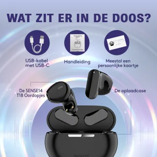 Sense14 T18 Mini Draadloze Oordopjes Bluetooth 5.3 Zwart