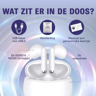 Sense14 TW200 Draadloze Noise Cancelling Oordopjes Wit