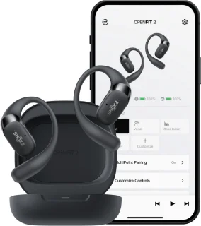 Shokz OpenFit 2 Draadloze Open-Ear Sporthoofdtelefoon Zwart