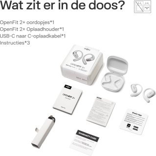 Shokz OpenFit 2+ Draadloze Sporthoofdtelefoon Grijs