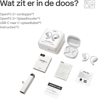 Shokz OpenFit 2+ Draadloze Sporthoofdtelefoon Grijs